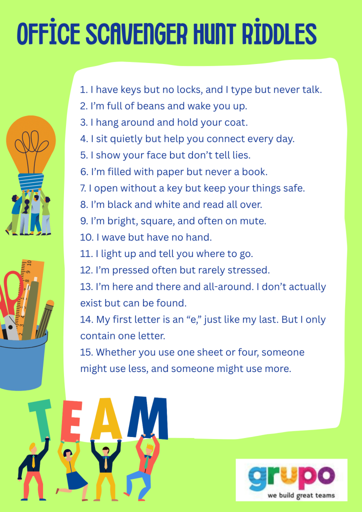 office scavenger hunt riddles