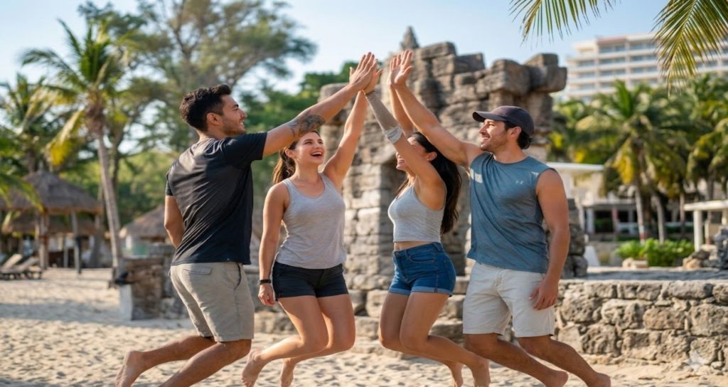 Beachteam-building activity in Cancun